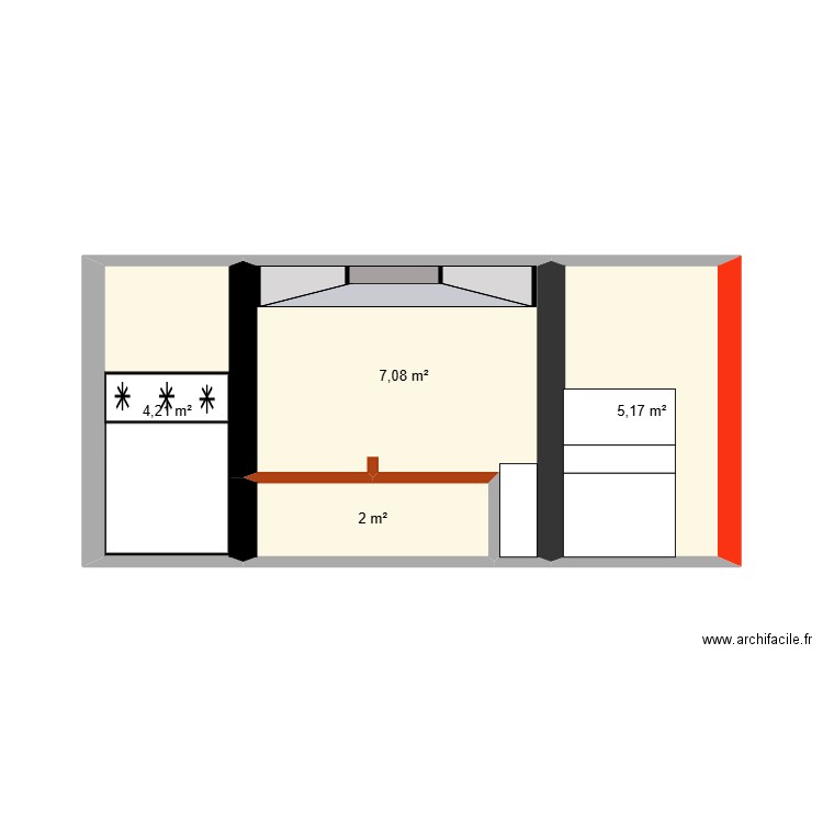 cuisine interieur. Plan de 4 pièces et 18 m2