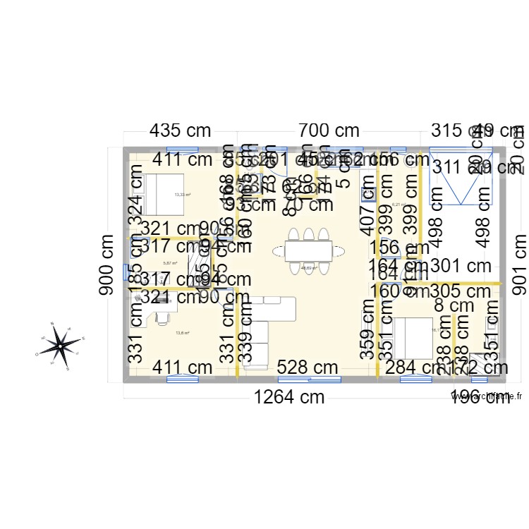 forcal. Plan de 7 pièces et 103 m2