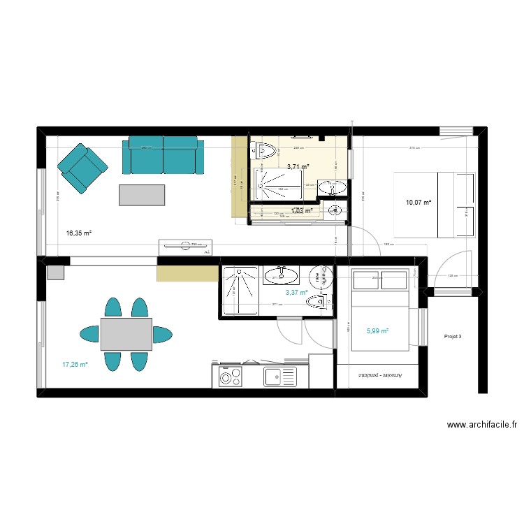 LGM Projet 3(1). Plan de 7 pièces et 58 m2