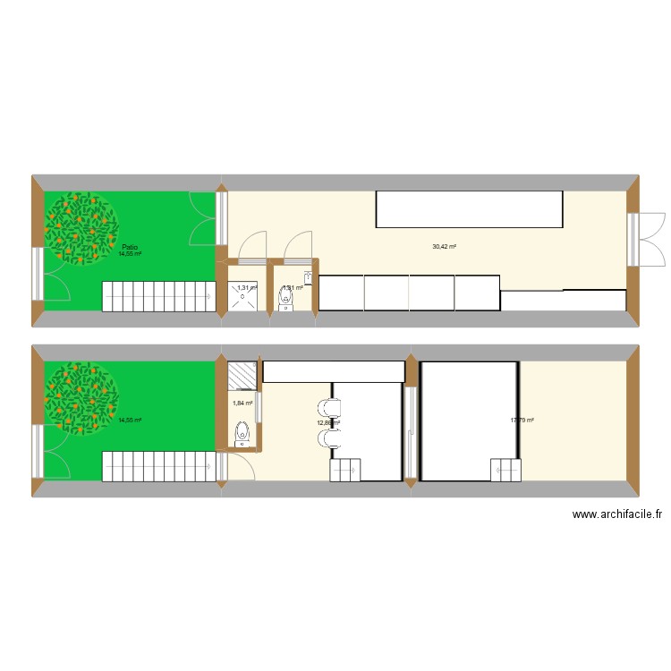 Mas Pré-rendu. Plan de 8 pièces et 95 m2