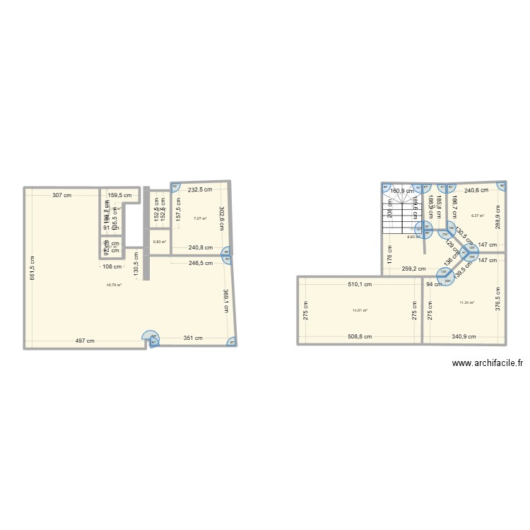 cla. Plan de 11 pièces et 95 m2