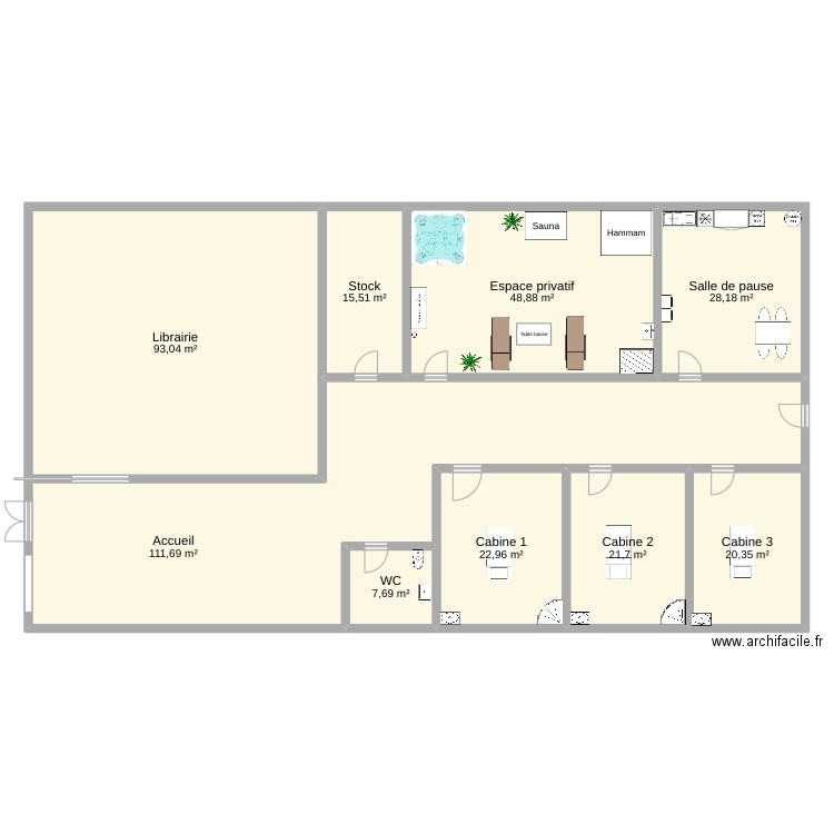 institut. Plan de 9 pièces et 370 m2