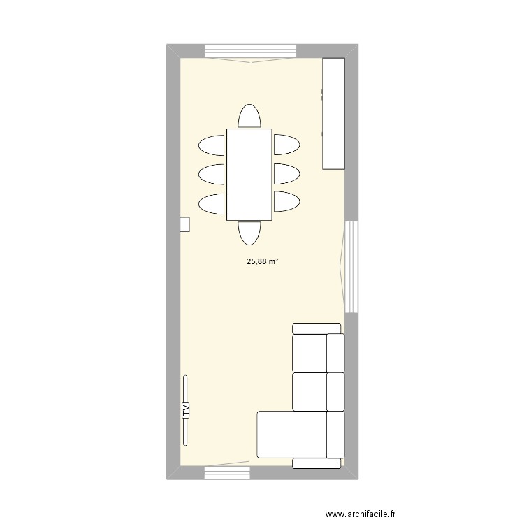 Maison salon/sejour. Plan de 1 pièce et 26 m2