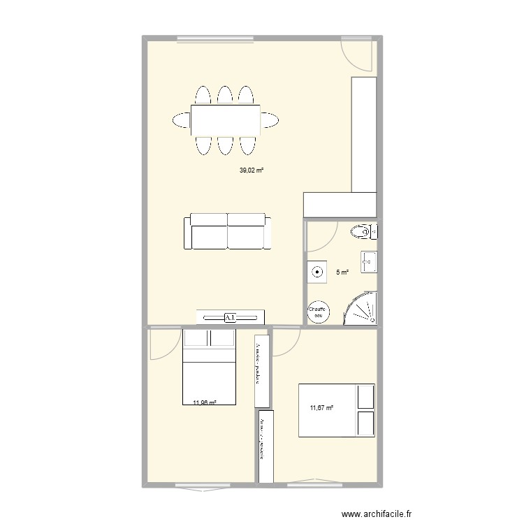 aparte 2. Plan de 4 pièces et 68 m2