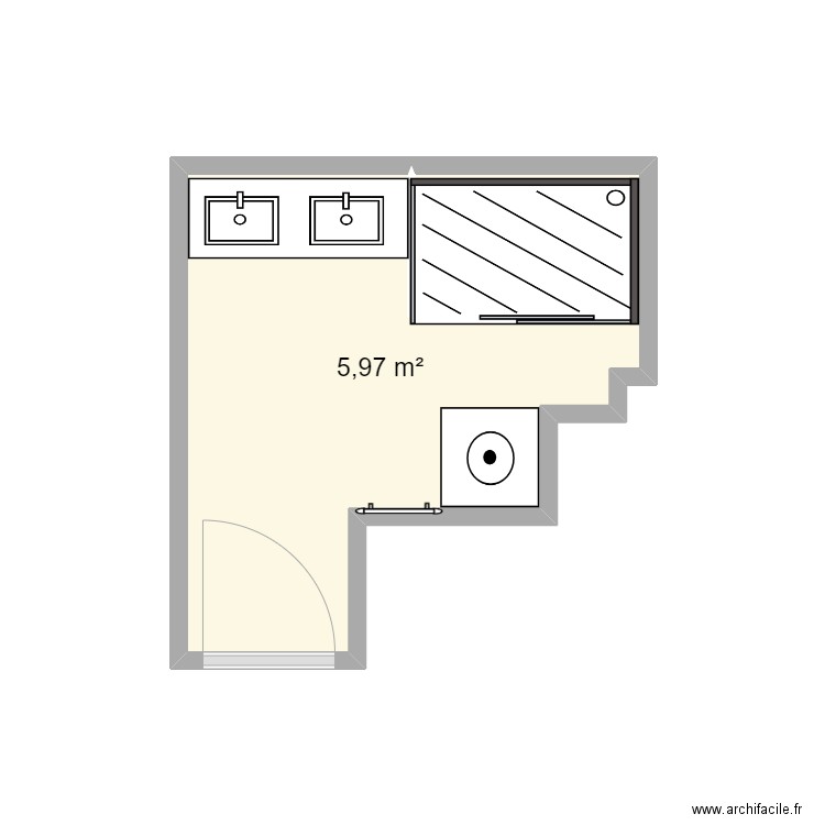 SALLE DE BAIN. Plan de 1 pièce et 6 m2