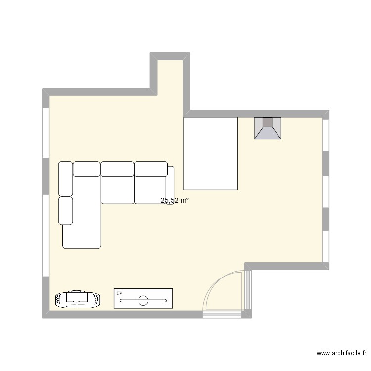 séjour. Plan de 1 pièce et 26 m2