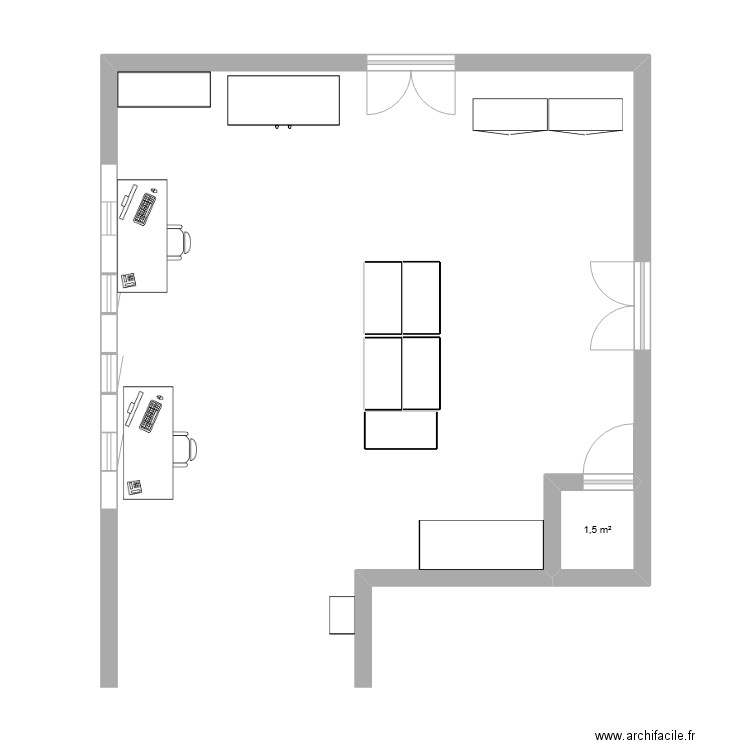 labo. Plan de 1 pièce et 2 m2