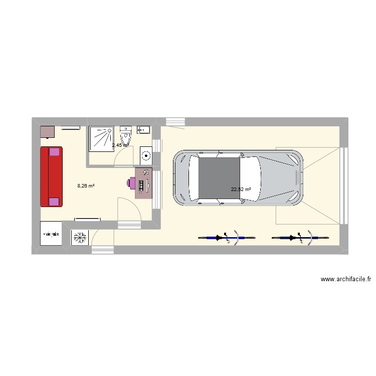 Plan garage1. Plan de 3 pièces et 33 m2