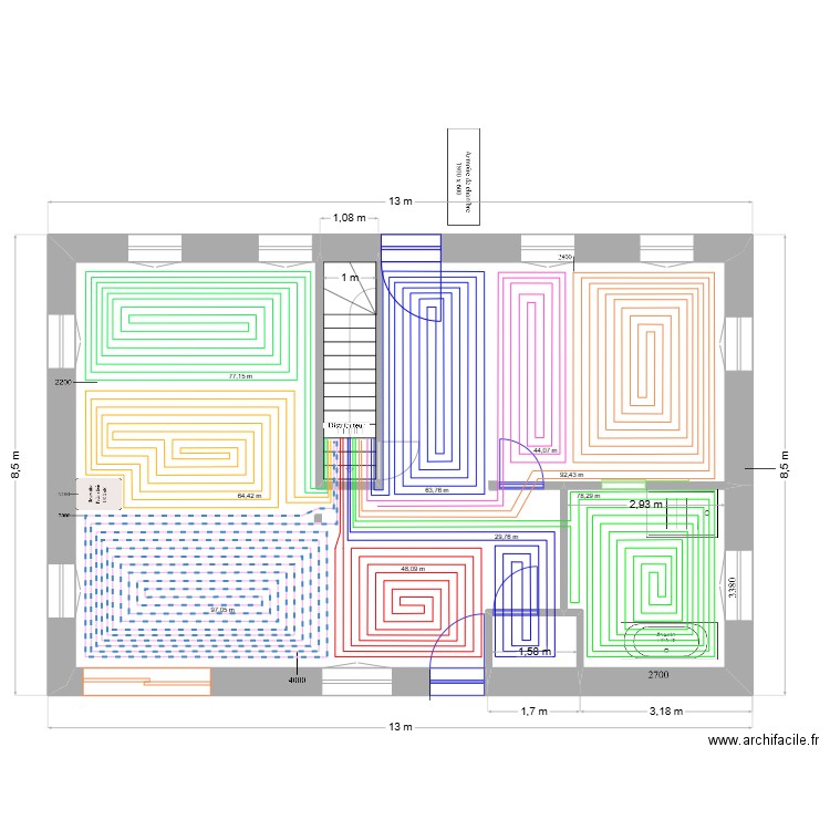 BREI-1 Chauffage au sol 3. Plan de 4 pièces et 88 m2