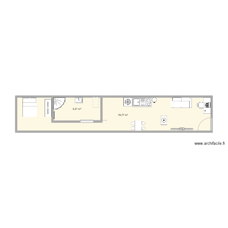 conteneur 1. Plan de 2 pièces et 24 m2