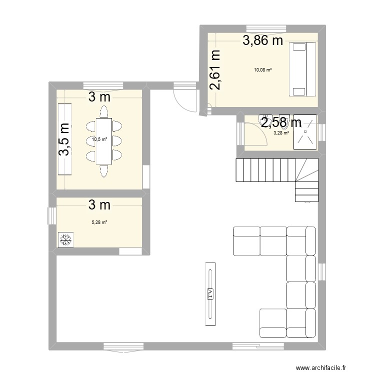 Maison Les Roses. Plan de 4 pièces et 29 m2