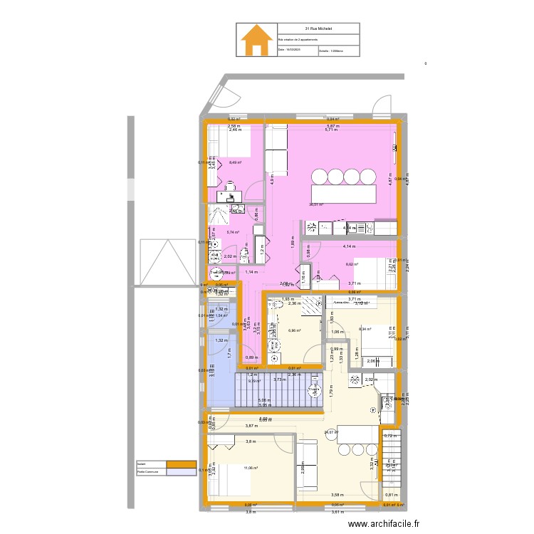 rdz 1. Plan de 38 pièces et 126 m2