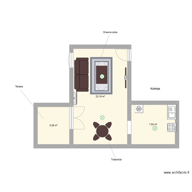 program . Plan de 3 pièces et 36 m2