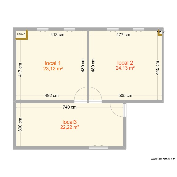 projection. Plan de 5 pièces et 70 m2