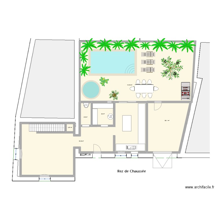 rdc definitif. Plan de 6 pièces et 263 m2