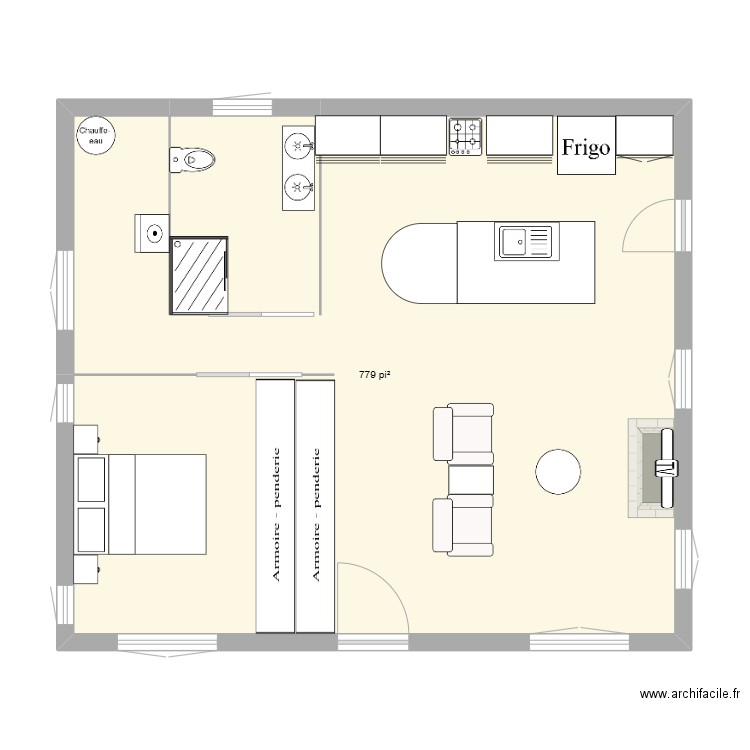 Cristian et Roxanne. Plan de 1 pièce et 72 m2