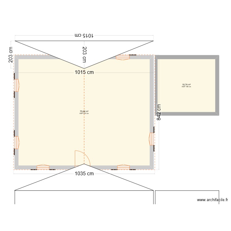 BOILLON MICHEL. Plan de 2 pièces et 92 m2