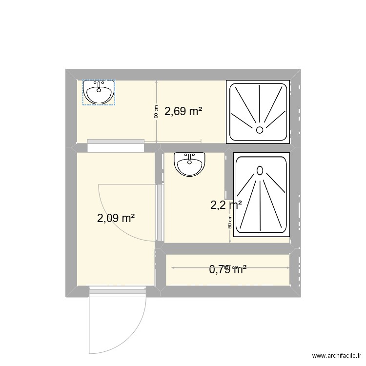 SDB ARIA GAUCHE 1. Plan de 4 pièces et 9 m2