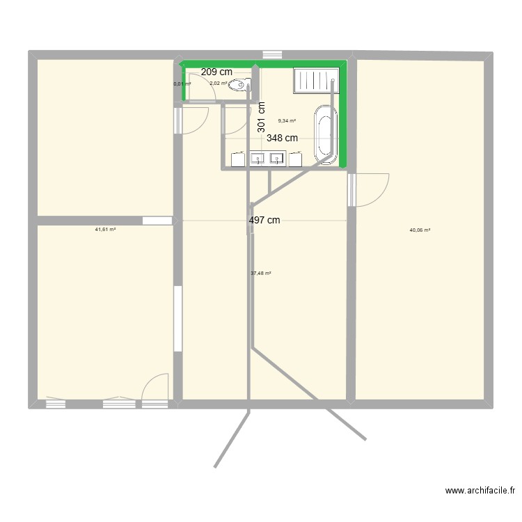 sdb 2. Plan de 6 pièces et 131 m2