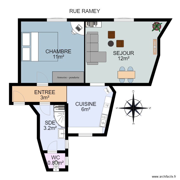 PLAN 38 RAMEY. Plan de 6 pièces et 171 m2