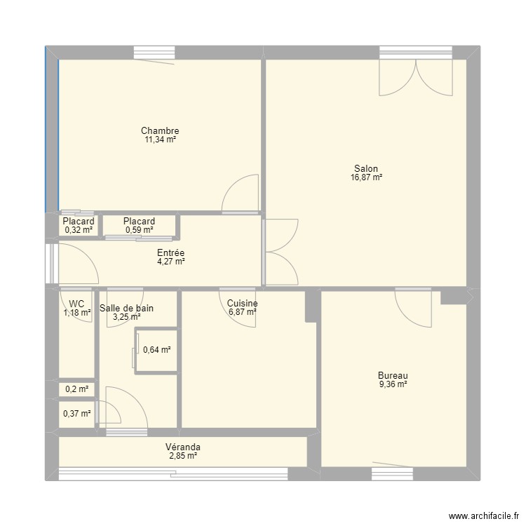 Mareau. Plan de 13 pièces et 58 m2