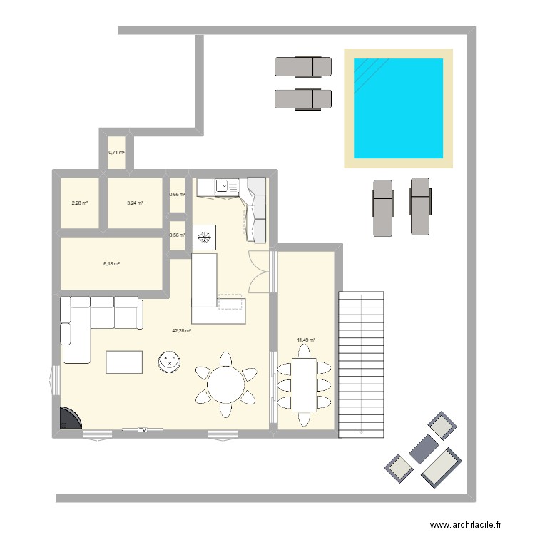 maison. Plan de 8 pièces et 67 m2