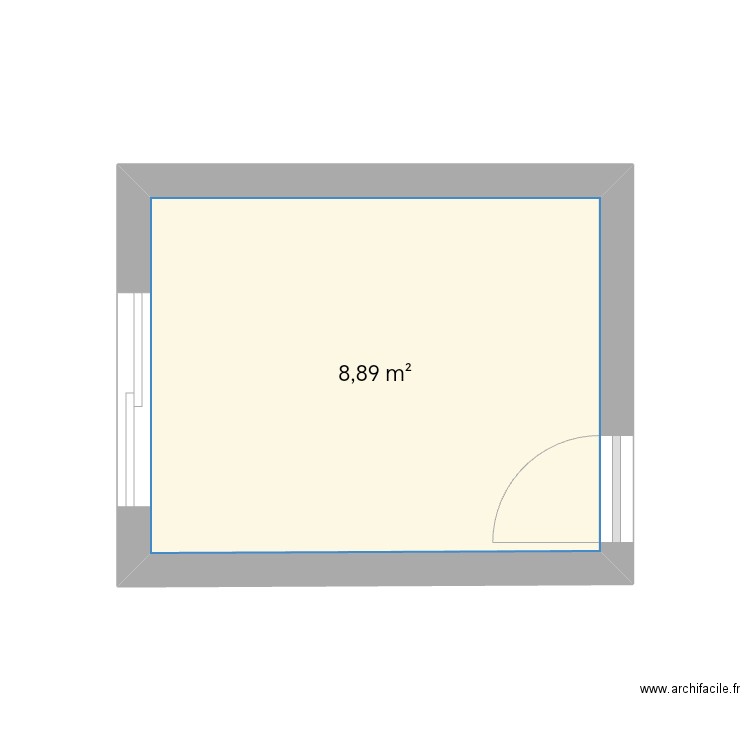 Sdb. Plan de 1 pièce et 9 m2