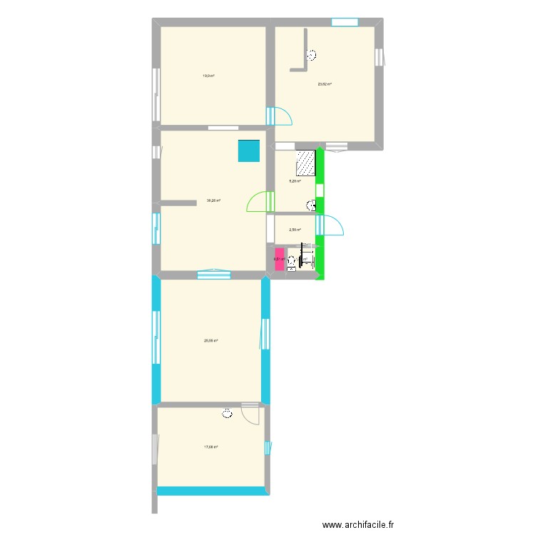 Test 1. Plan de 9 pièces et 127 m2