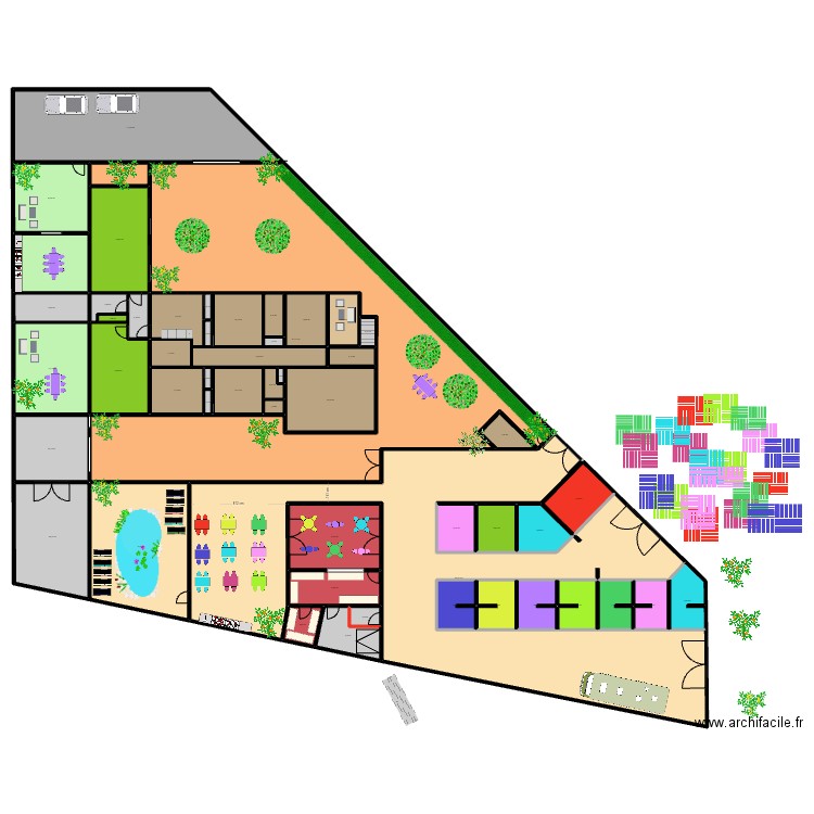 RESTO NORD + STANDS 0911A. Plan de 53 pièces et 1825 m2