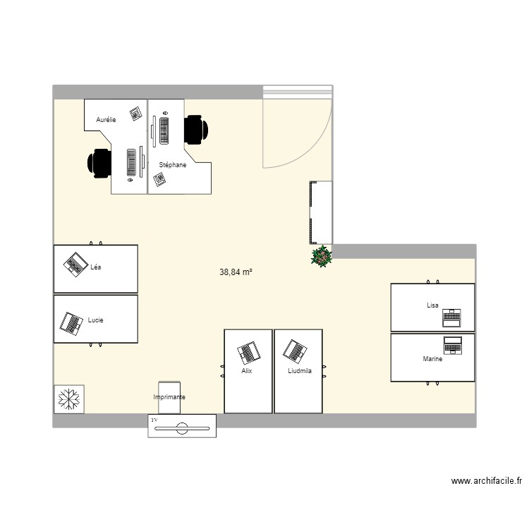 PROJET BUREAU SC MED1. Plan de 1 pièce et 39 m2