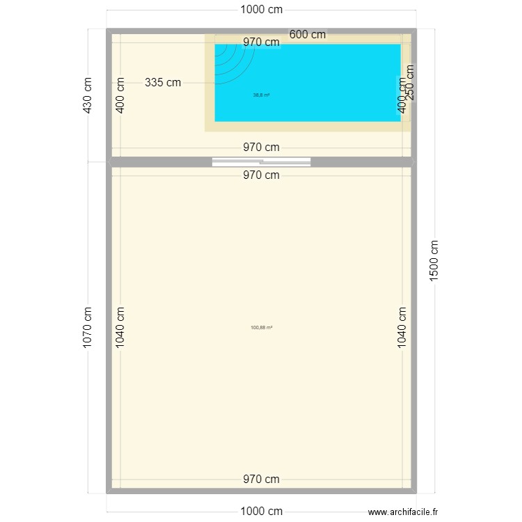 البحر. Plan de 2 pièces et 140 m2