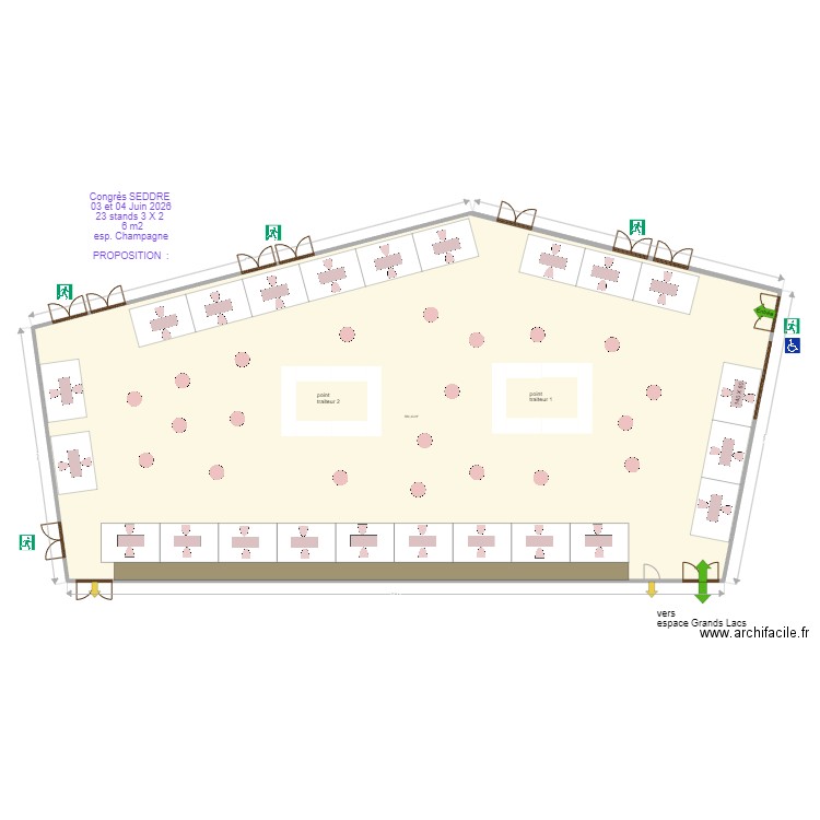 Congrès CEDDRE 03 et 04 Juin 2026  espace champagne . Plan de 1 pièce et 584 m2