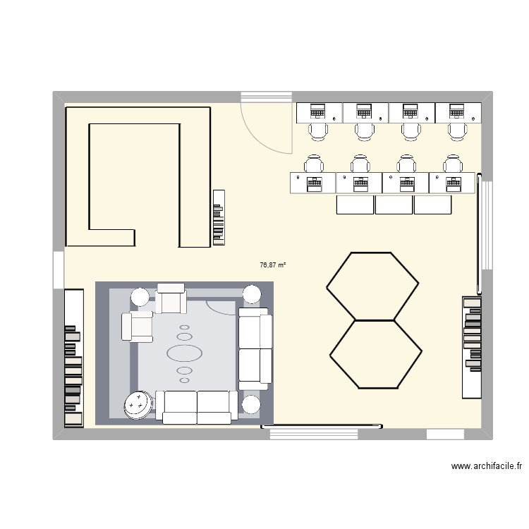 Centre de doc. Plan de 1 pièce et 77 m2