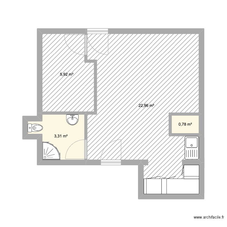 Charenton new. Plan de 4 pièces et 33 m2