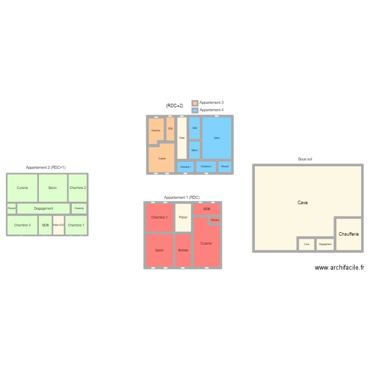 AKNINE. Plan de 33 pièces et 503 m2