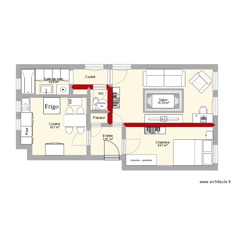 pecq. Plan de 8 pièces et 46 m2