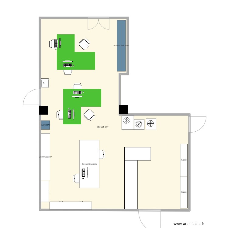 Préana. Plan de 1 pièce et 68 m2