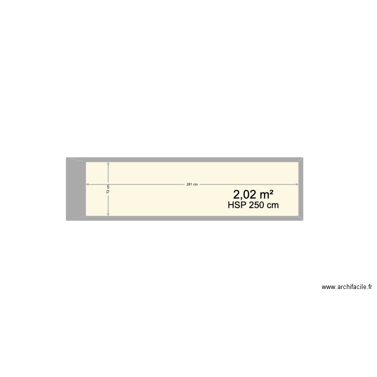 SDB3. Plan de 1 pièce et 2 m2