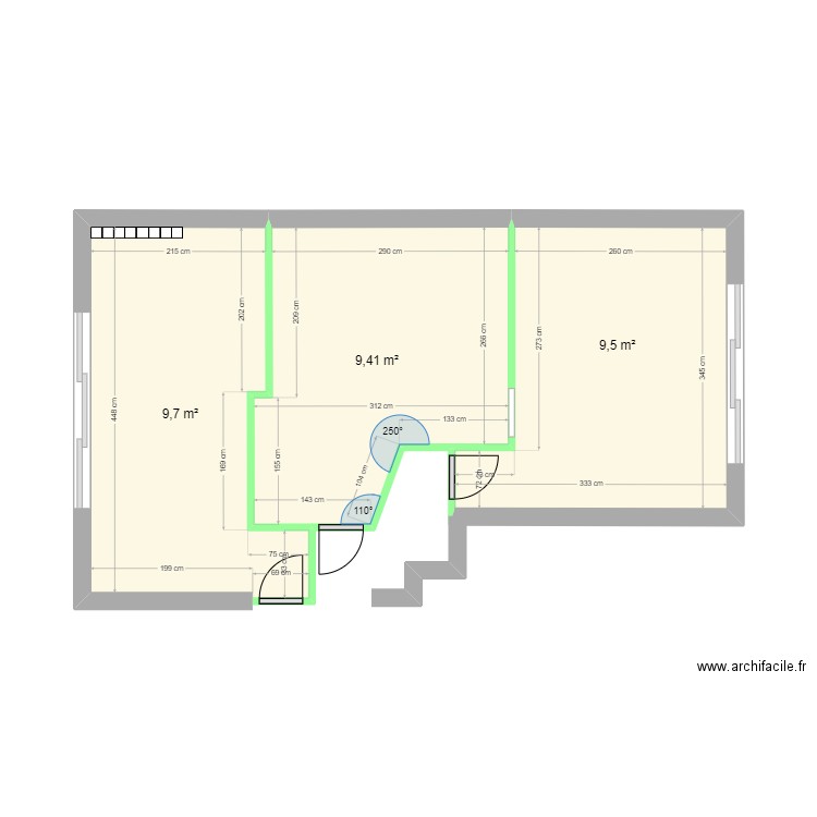 Plan dimensions V2. Plan de 3 pièces et 29 m2