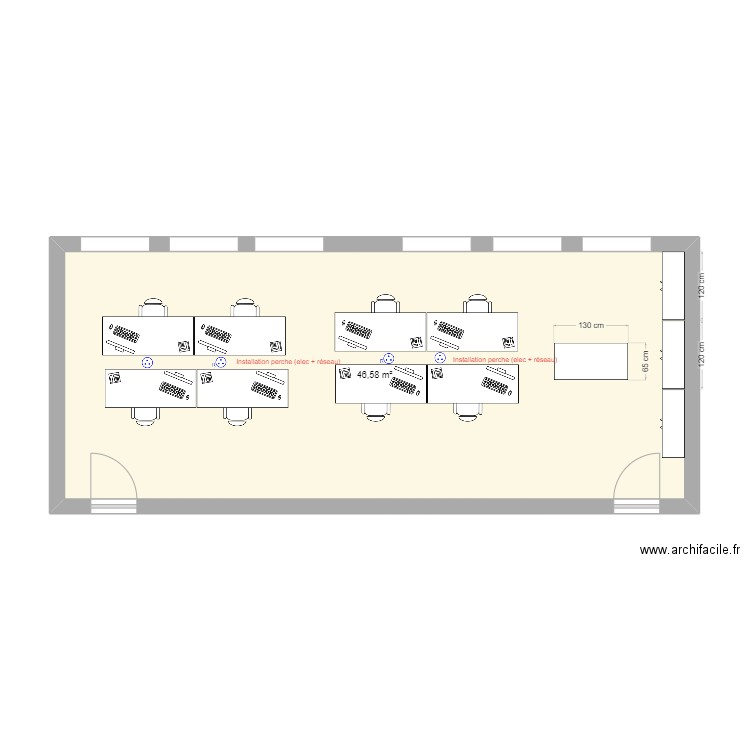 Proposition de plan du bureau inspecteurs 2. Plan de 1 pièce et 47 m2