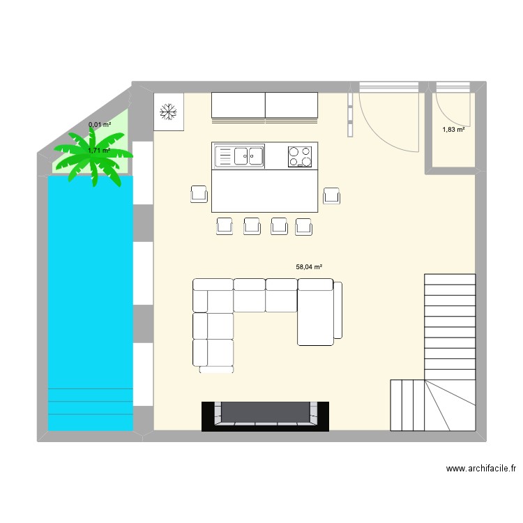 perso_rez. Plan de 4 pièces et 62 m2