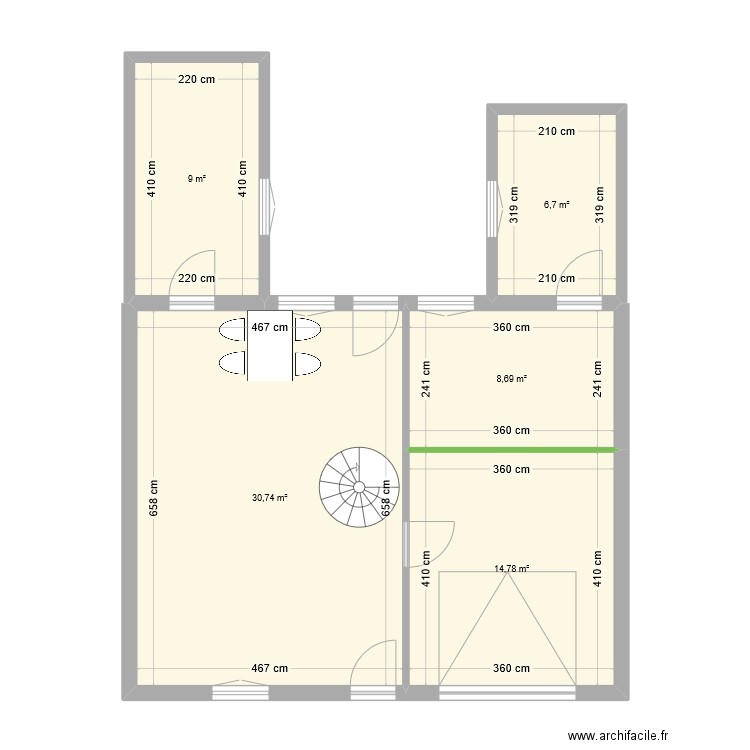 projet liberation barret. Plan de 5 pièces et 70 m2