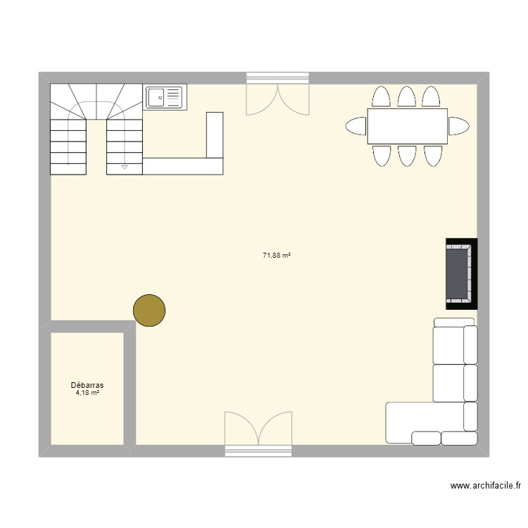 Gite mariage. Plan de 2 pièces et 76 m2