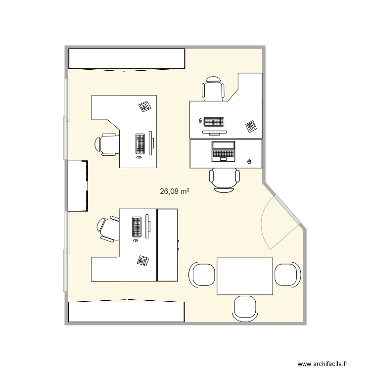 Aménagement bureau commerce. Plan de 1 pièce et 26 m2