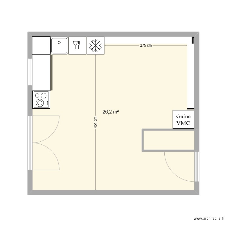 C116. Plan de 2 pièces et 27 m2