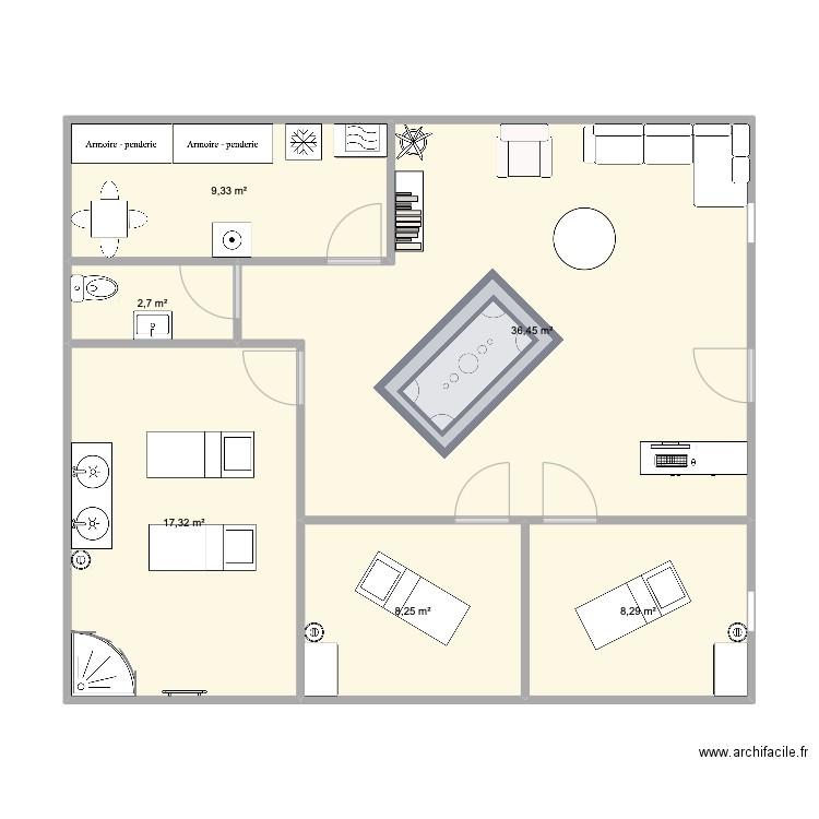 institut la Fare . Plan de 6 pièces et 82 m2