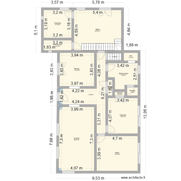 Maison Succession Kerven. Plan de 31 pièces et 481 m2