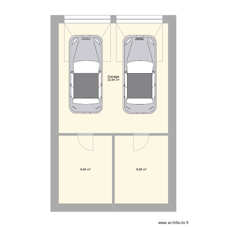 Plan maison à étage 1. Plan de 3 pièces et 53 m2