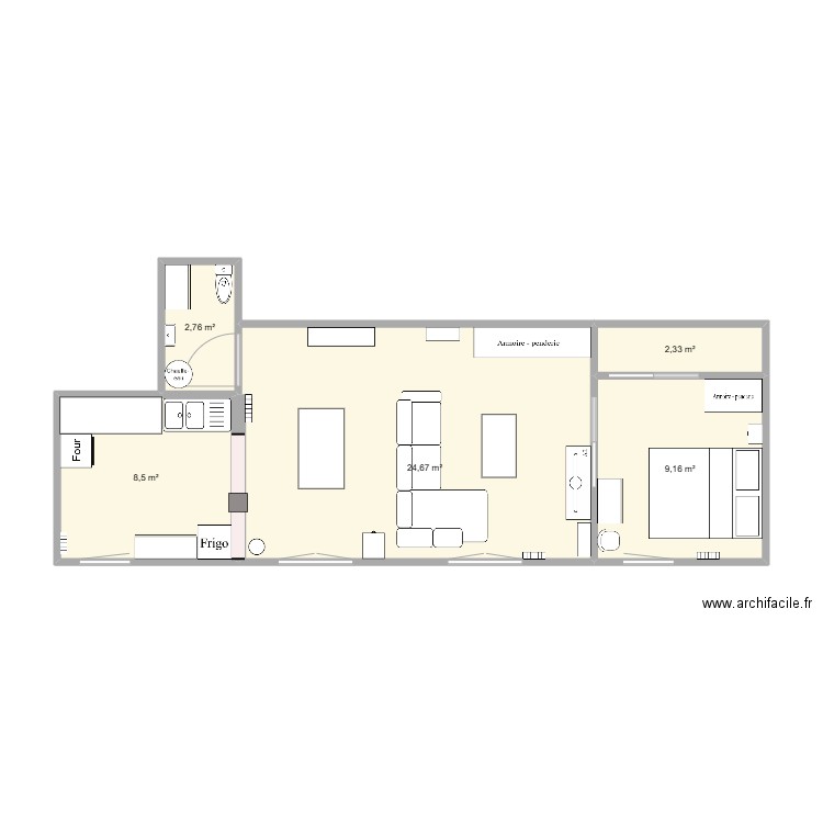 Lamorlaye_bis. Plan de 5 pièces et 47 m2