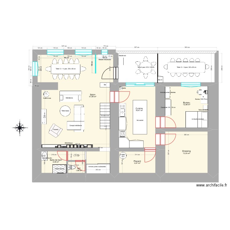 Extension Salon/Cuisine/Terrasse_V2. Plan de 8 pièces et 106 m2